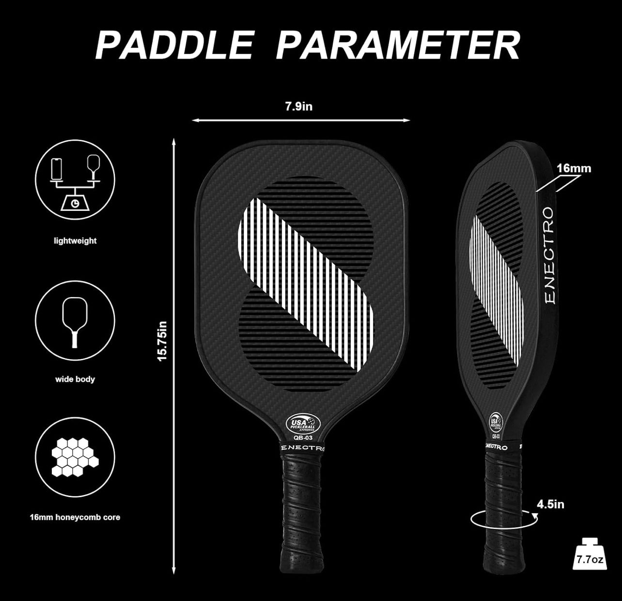Pickleball paddle plus grip tape and cover