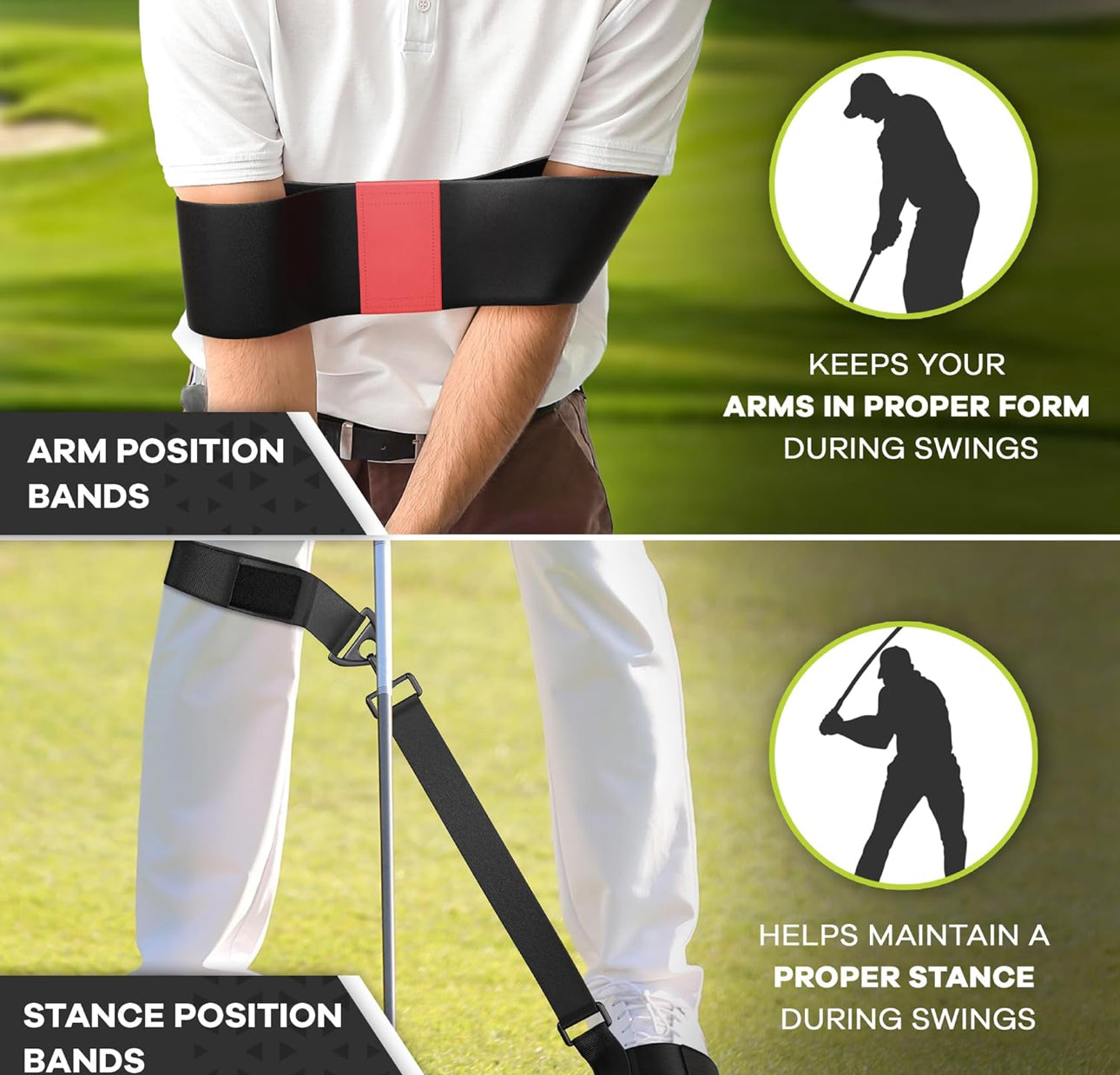 Golf Swing Trainer Aid Set - Adjustable Golf Training Sticks with Elbow Swing Correcting Tool, Golf Wrist Hinge Trainer, Arm Band & More - Portable Golf Training Equipment for Golf Beginners