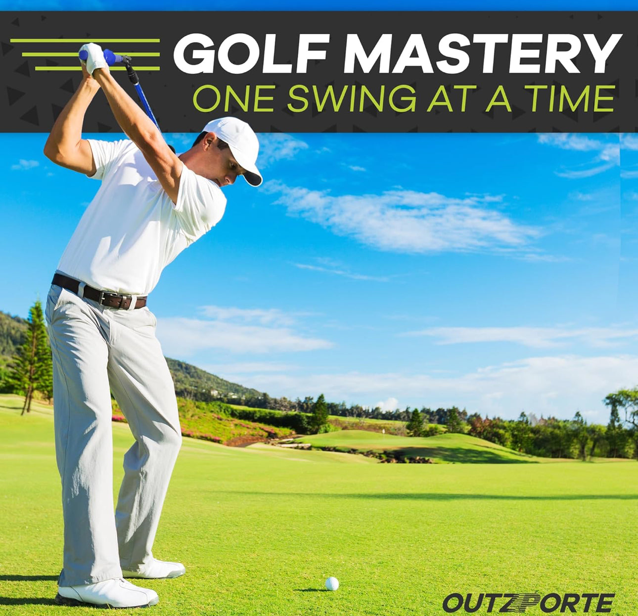 Golf Swing Trainer Aid Set - Adjustable Golf Training Sticks with Elbow Swing Correcting Tool, Golf Wrist Hinge Trainer, Arm Band & More - Portable Golf Training Equipment for Golf Beginners