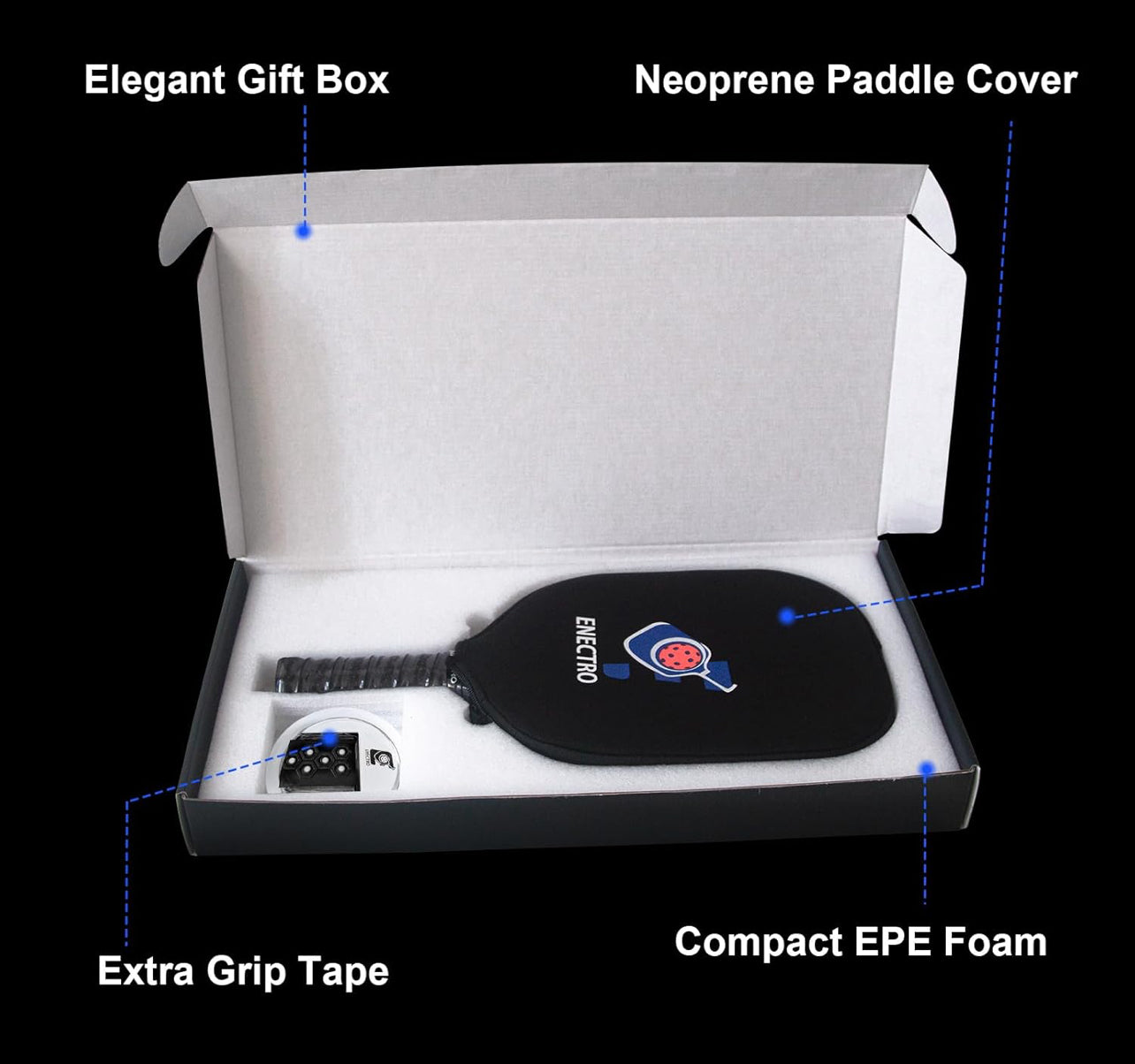 Pickleball paddle plus grip tape and cover