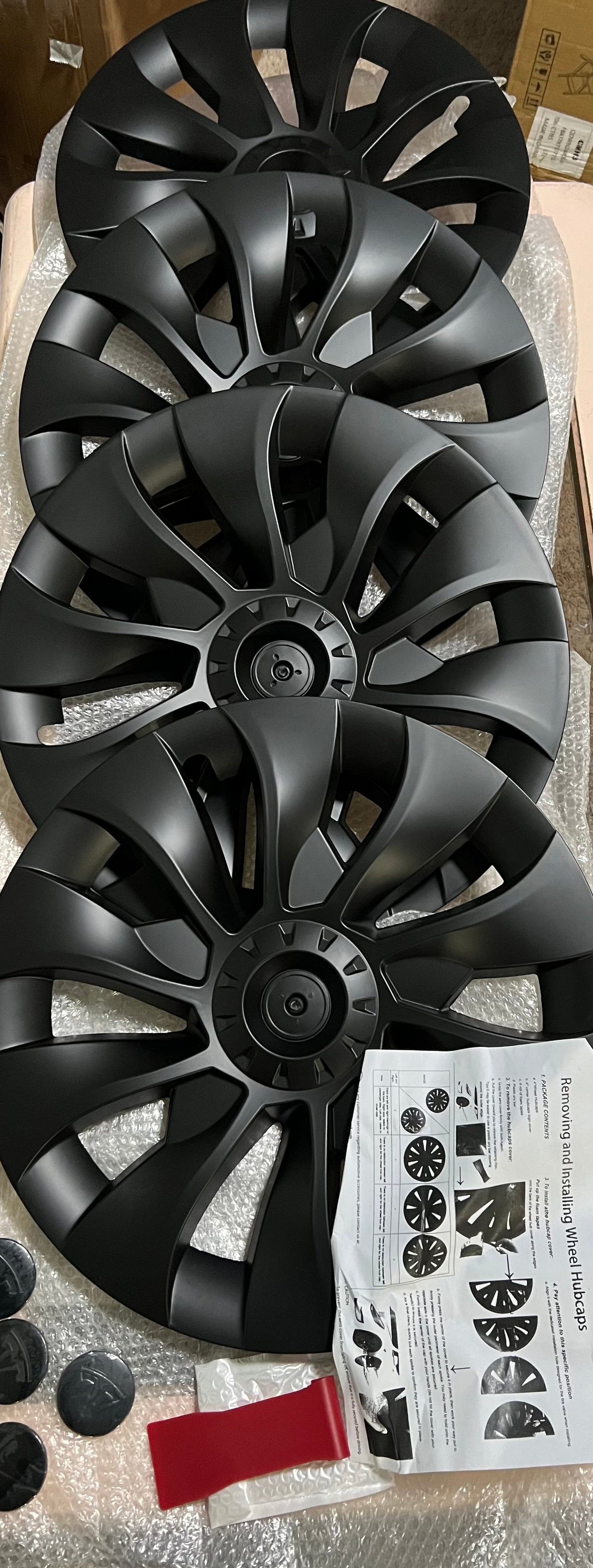 Klutchtech Model 3 Hubcaps - 18 Inch Aero Wheel Covers Replacement Wheel Caps 18'' Model S Plaid Arachnid Wheels Version Hub Caps Compatible with Model 3 Accessories 2017-2023