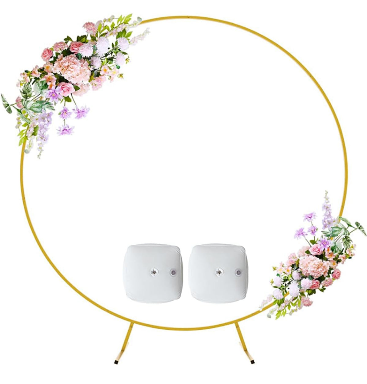 Round Backdrop Stand,6.6 Feet Circle Ballon Arch with Base,Metal Frame for Ceremony,Wedding Birthday Party Baby Shower Decoration,Indoor and Outdoor,Gold