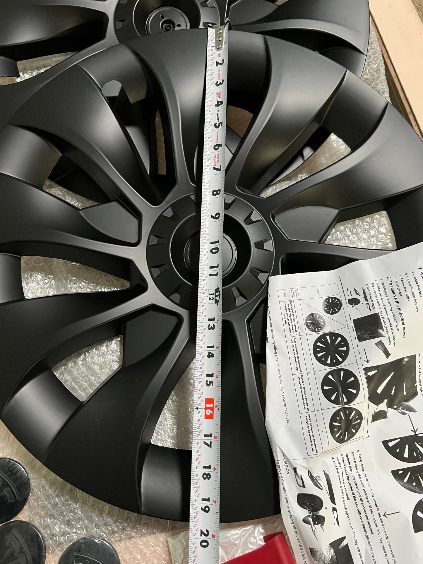 Klutchtech Model 3 Hubcaps - 18 Inch Aero Wheel Covers Replacement Wheel Caps 18'' Model S Plaid Arachnid Wheels Version Hub Caps Compatible with Model 3 Accessories 2017-2023