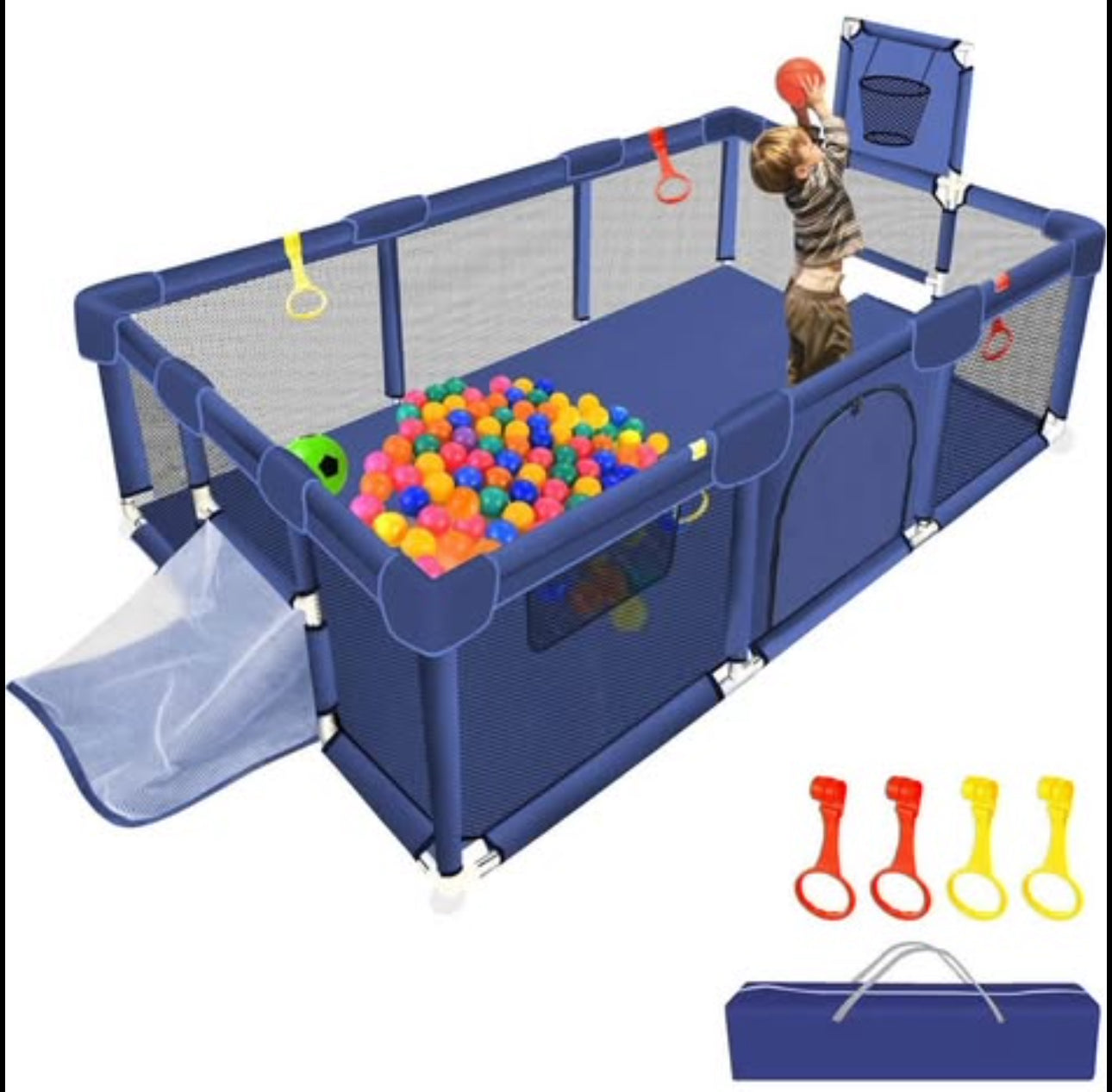 Large Playpen for Babies and Toddlers, Ball Pit for Toddlers, Baby Gate Play Pen Kids Ball Pits, Sturdy Play Yard with Basketball Hoop Soccer Net, Children's Fence Play Area, Infant Safety Gate (Blue)

I have several available; yours brand new in box for